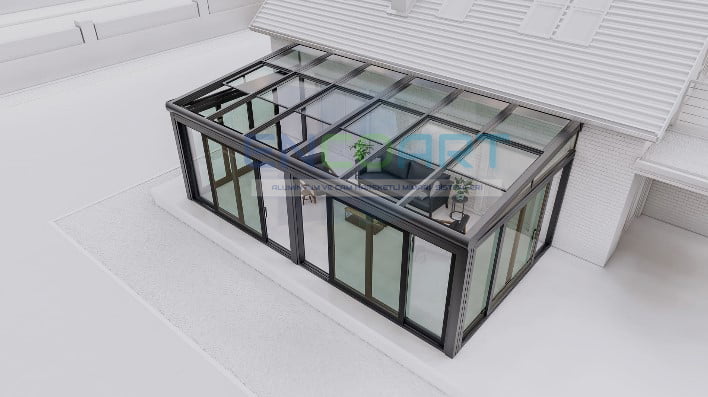 سقف شیشه ای اتوماتیک EncoArt + سیستم شیشه ای لیفت و اسلاید